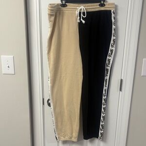 Women's Two-Tone “Faith” Jogger Pants - Black and Tan